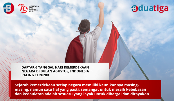 Daftar 6 Tanggal Hari Kemerdekaan Negara di Bulan Agustus, Indonesia Terunik